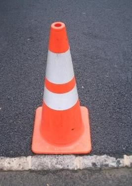 a orange and white cone